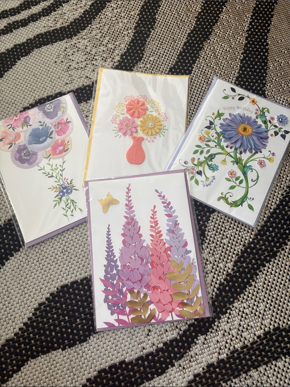 🆕Bundle Of 4 Floral Papyrus Greeting Cards
